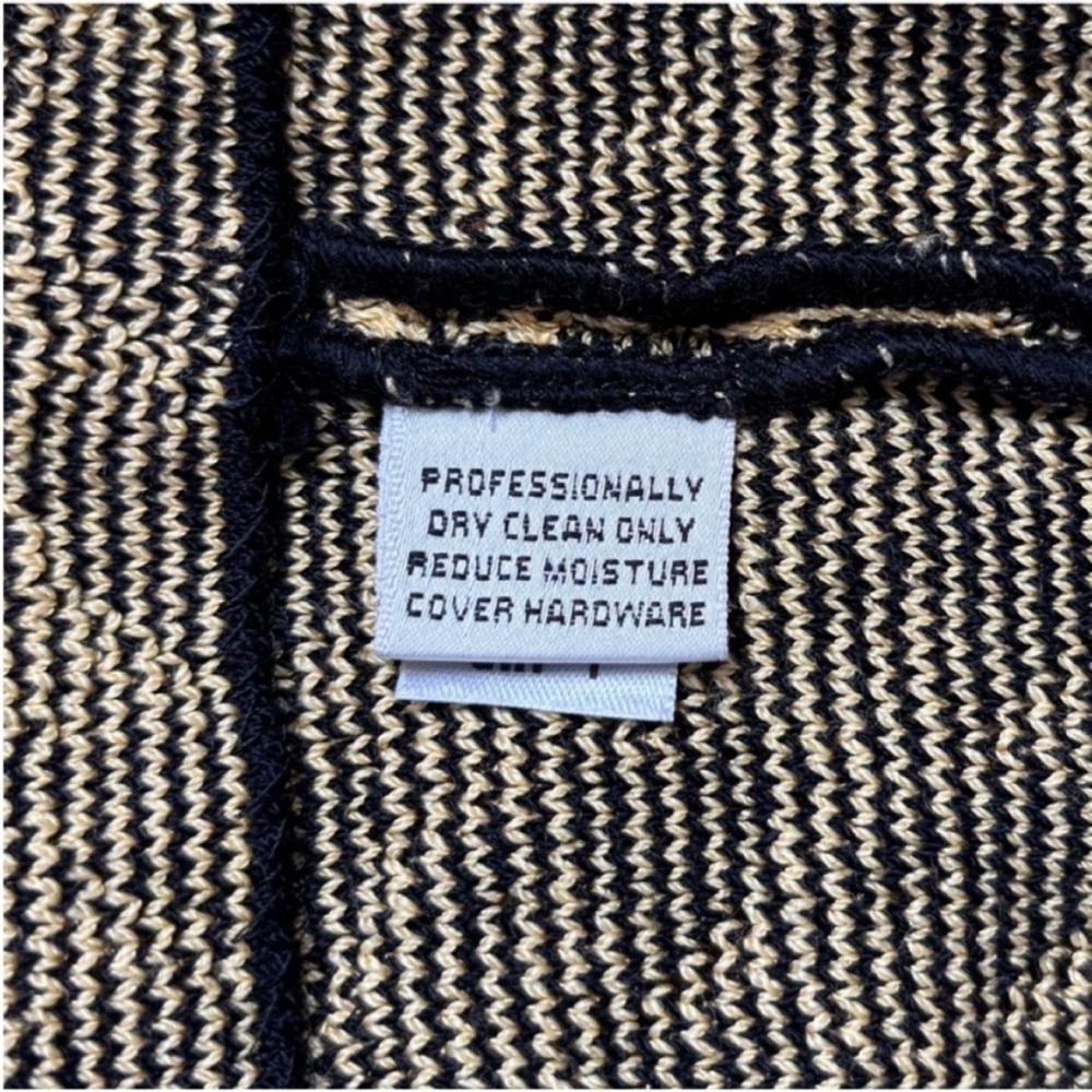 St John Houndstooth Jacket Vintage Fringe Knit Archival Logo Yellow Black Size 8 - Picture 10 of 14
